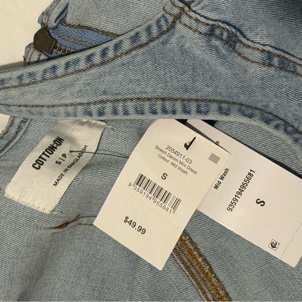 Cotton On - Women’s- Light Blue Denim Mini Dress - Small - Picture 2 of 5